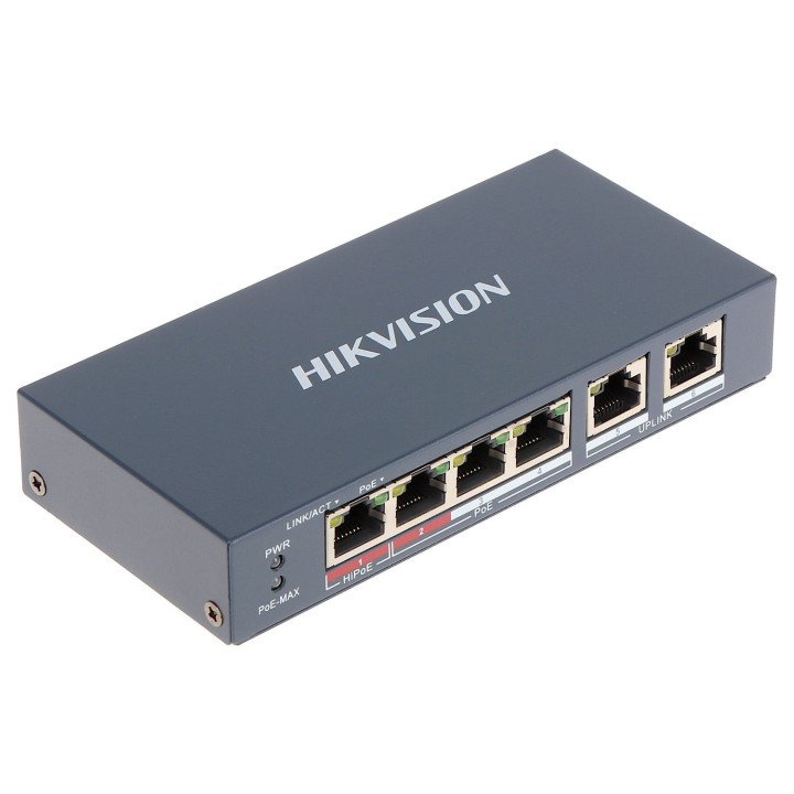 Hikvision DS-3E0106HP-E PoE slēdzis 6 porti 100Mbps