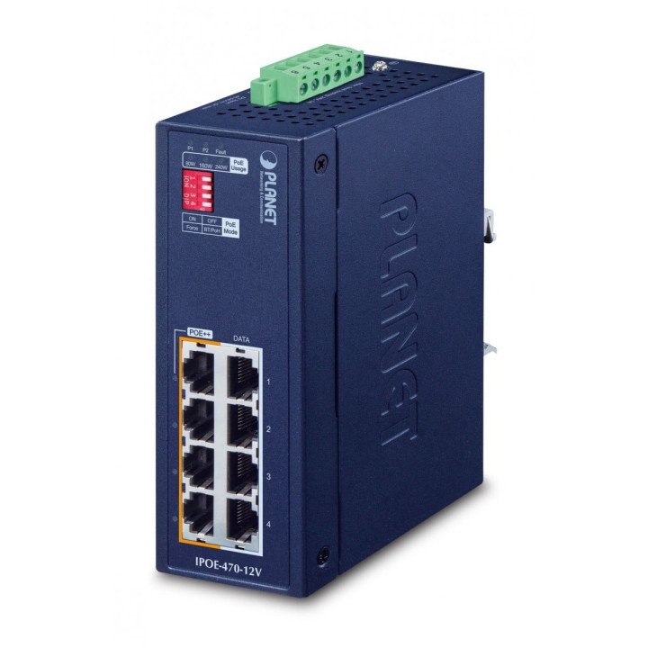PLANET IPOE-470-12V 8 portu Gigabit PoE slēdzis