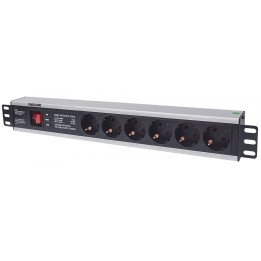 Intellinet 713962 19" Rackmontējams 6-Vietu Strāvas Sloksne