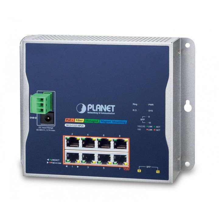 PLANET WGS-5225-8P2S pārvaldīts PoE+ slēdzis