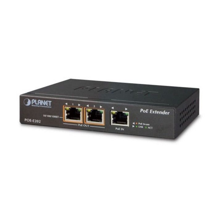 PLANET POE-E202 PoE pagarinātājs 1 uz 2 portiem Gigabit