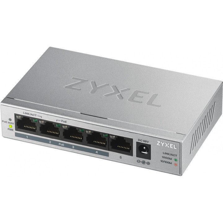 ZyXEL GS1005HP 5-портовый Gigabit PoE+ коммутатор 60 Вт
