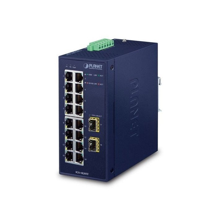 PLANET IGS-1820TF Управляемый гигабитный коммутатор 16+2 SFP IP30