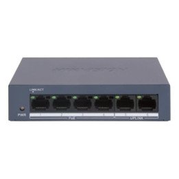Hikvision DS-XS0106-P Nepārvaldāms PoE slēdzis 4 PoE+2 augšupielādes porti