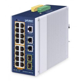 PLANET IGS-4215-16P2T2S rūpnieciskais PoE+ slēdzis 16 portu Gigabit 320W