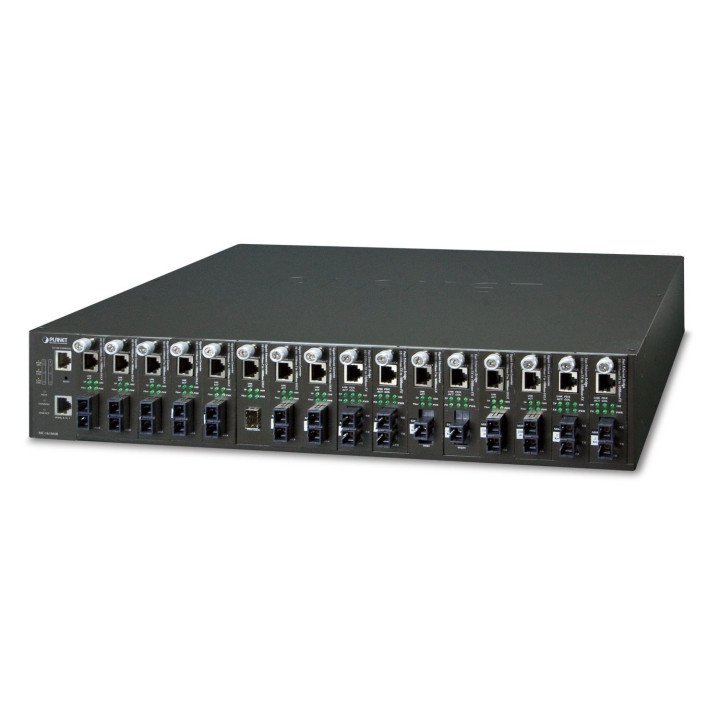 PLANET MC-1610MR48 16 slotu SNMP pārvaldīts mediju pārveidotāju korpuss -48VDC