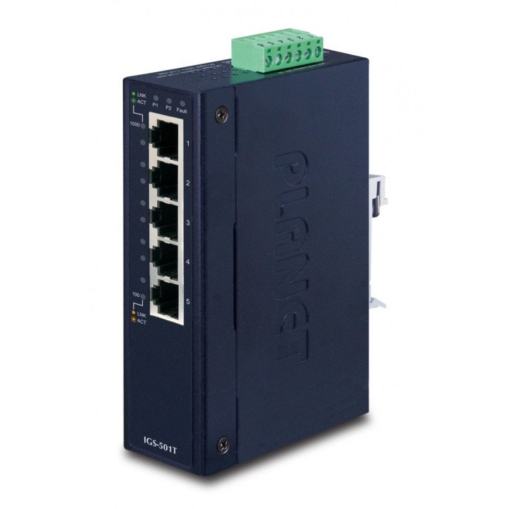 PLANET IGS-501T 5-портовый промышленный Gigabit управляемый коммутатор IP30