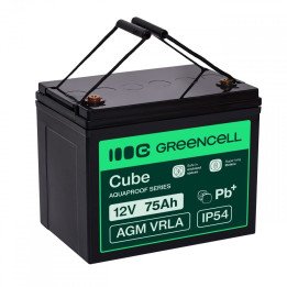 Green Cell AGM12V75AH-J 12V 75Ah AGM VRLA IP54 akumulators