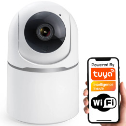 Iekštelpu rotējoša PTZ kamera 3MP — kustības noteikšana, sirēna, RJ45, ONVIF, WiFi, TUYA