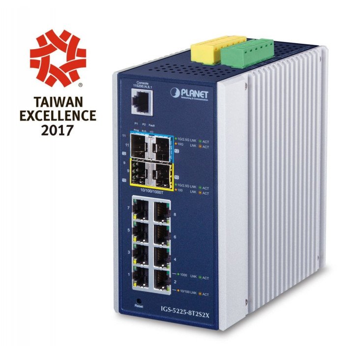 PLANET IGS-5225-8T2S2X промышленный управляемый коммутатор L3 12 портов