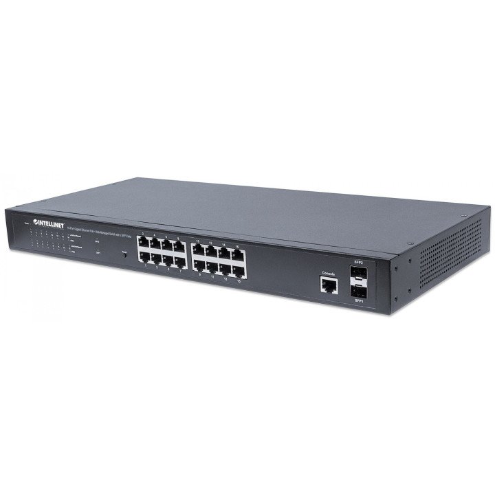 Intellinet 561341 16 portu Web pārvaldīts Gigabit PoE+ slēdzis 2 SFP