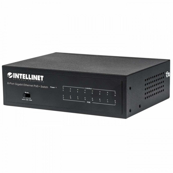 Intellinet 561204 8 portu Gigabit PoE+ 60W galda slēdzis