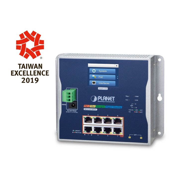 PLANET WGS-5225-8P2SV L2+ pārvaldīts PoE slēdzis 8 PoE + 2 SFP