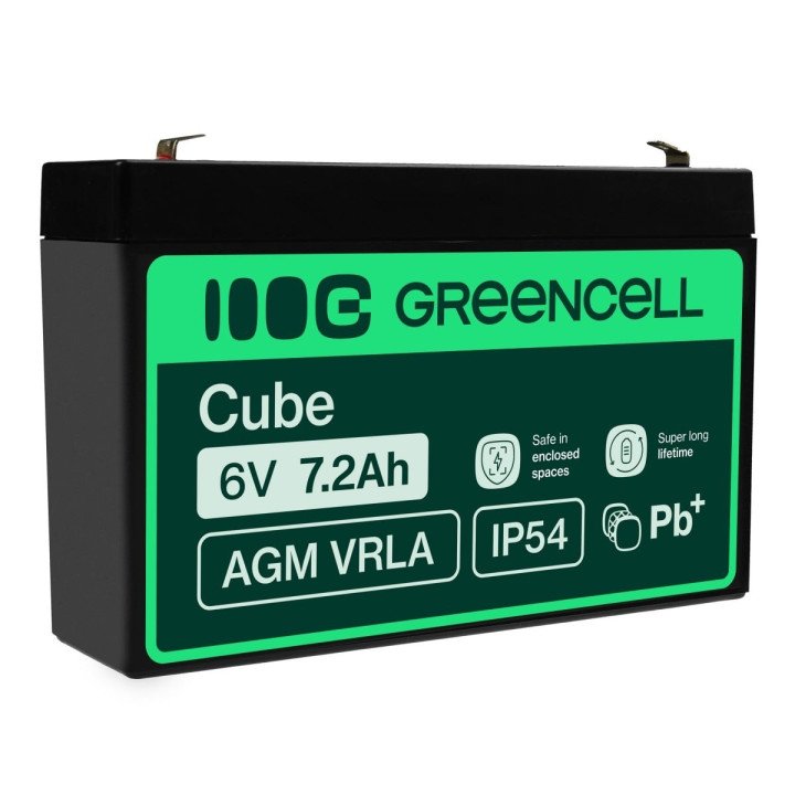 Green Cell AGM39 6V 7.2Ah VRLA аккумулятор для сигнализации