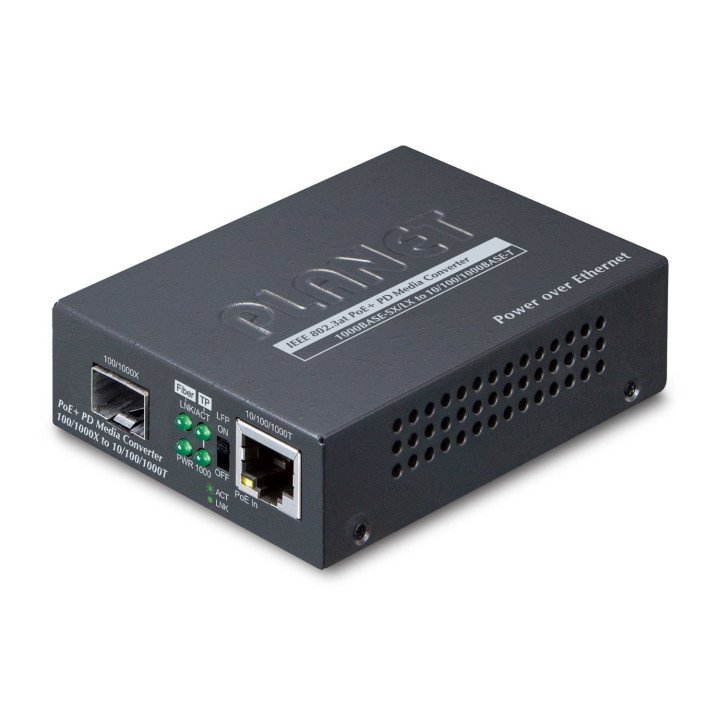 PLANET GT-805A-PD PoE+ PD Gigabitu mediju pārveidotājs SFP