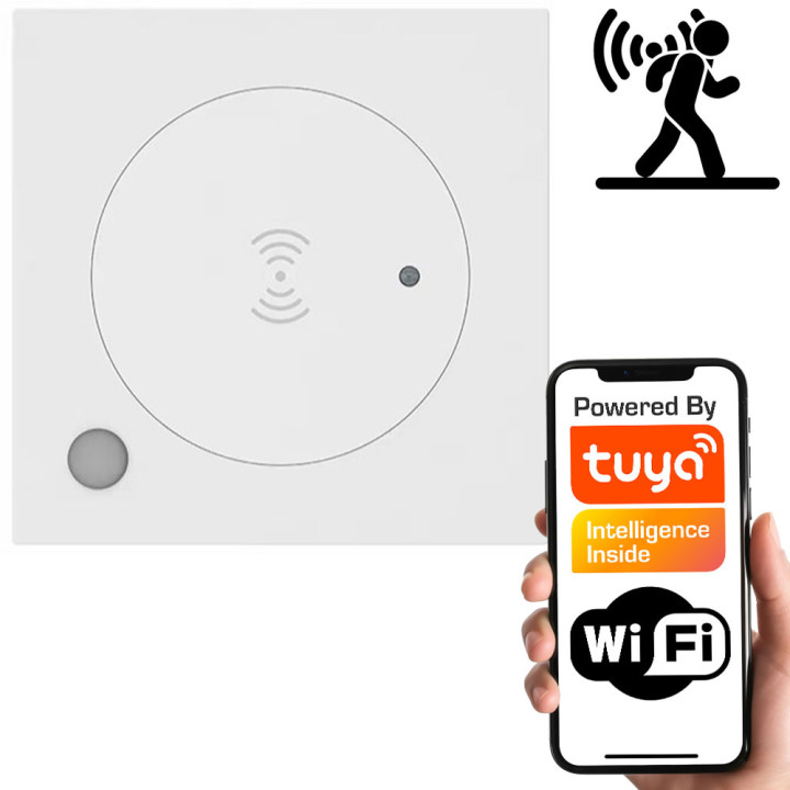 Viedais 24 GHz cilvēka klātbūtnes un apgaismojuma sensors | Sienas stiprinājums | Wi-Fi Tuya