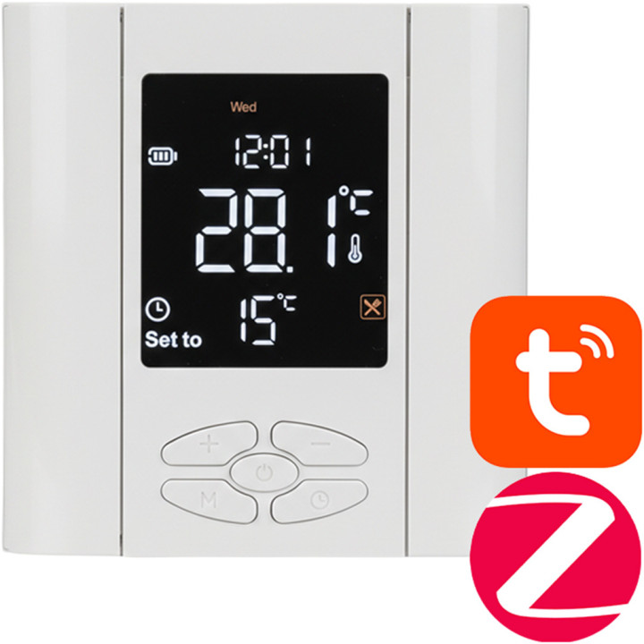 Viedais termostats, kas darbināms ar akumulatoru, uz virsmas montējams 5A NO | Salus nomaiņa | ZigBee TUYA
