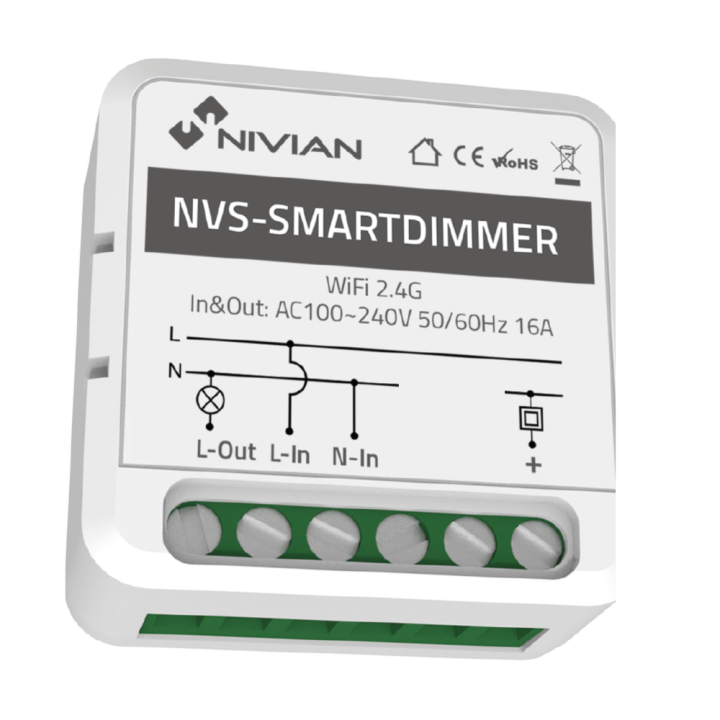 NIVIAN RETAIL NVS-SMARTDIMMER Viedais Dimmeris 300W Zigbee