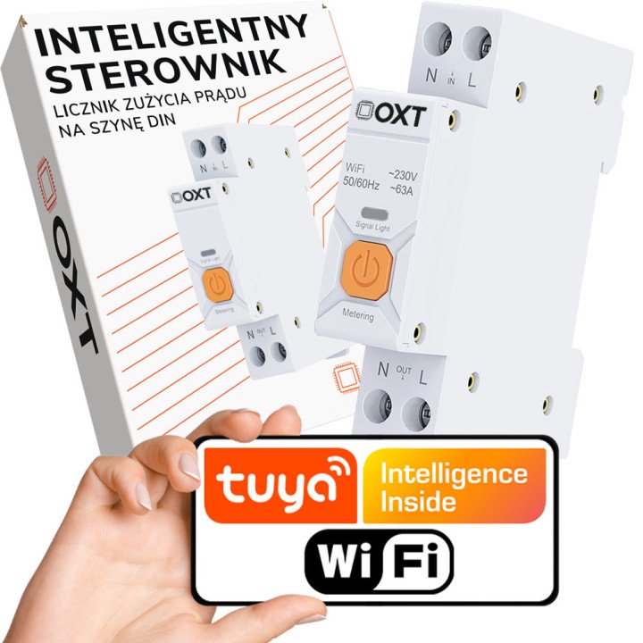 OXT Smart Controller 63A 1P DIN Rail WiFi Energy Meter with Temperature Monitoring Tuya