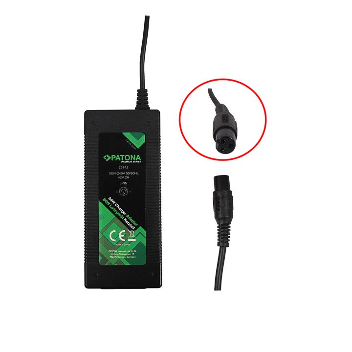 Patona PT2574 Charger for Electric Scooters and Hoverboards 42V/2A/84W 3-pin