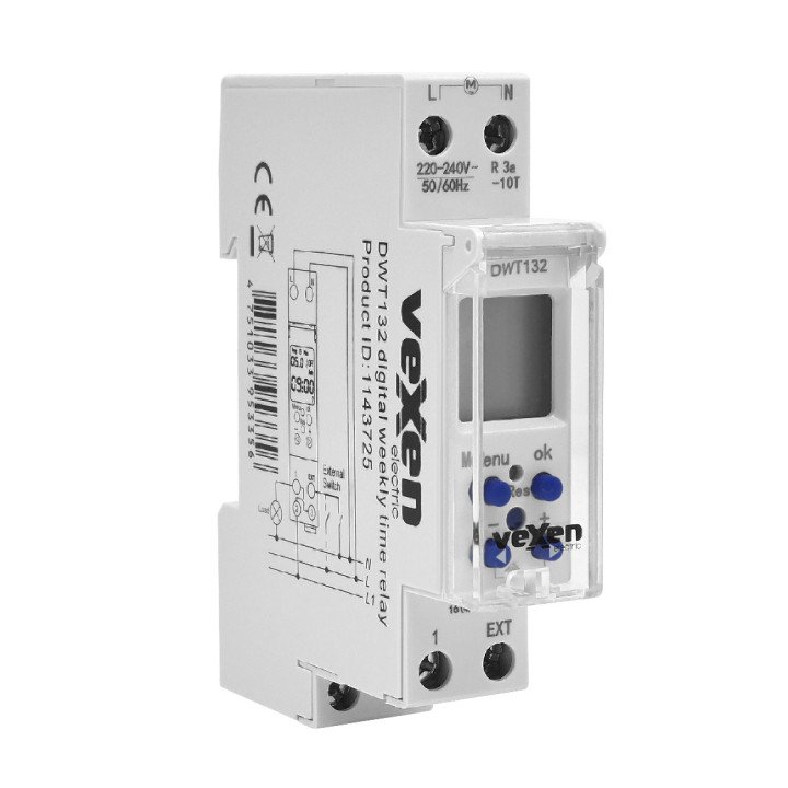 DWT132 Digitālais dienas/nedēļas laika relejs 32 prog., 1NO, 16A, AC230V