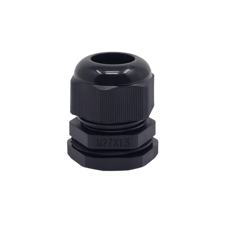M27 melns plastmasas kabeļu ievads IP68 13-18mm