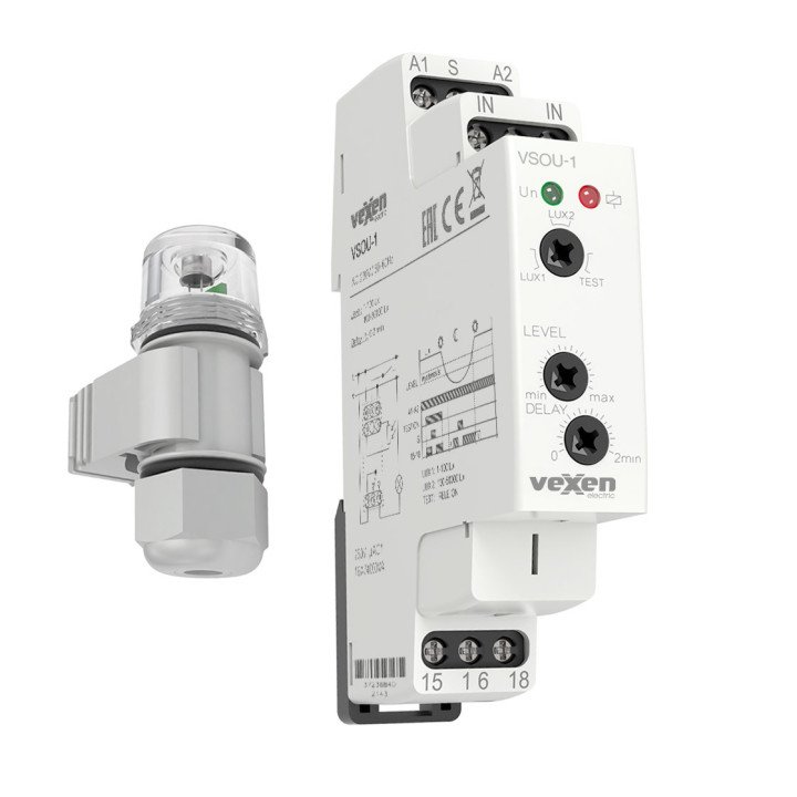VSOU-1 krēslas relejs ar sensoru IP65 1-50000 lx