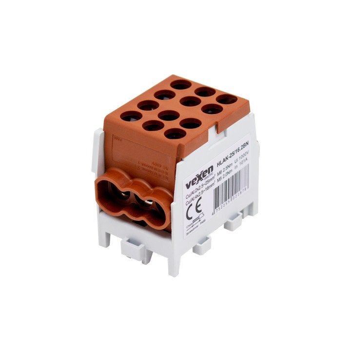 Клеммная колодка HLAK Al/CU 2x25-4x16mm коричневая