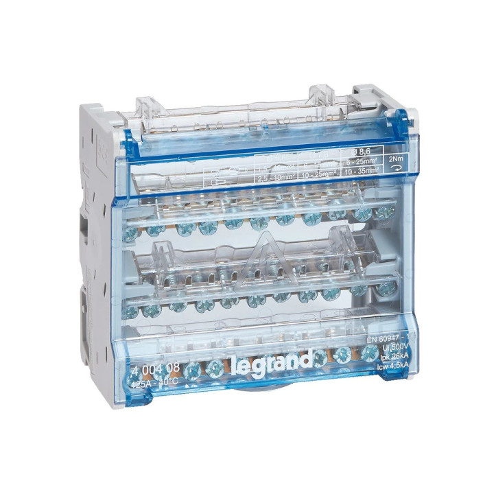 Legrand sadalošais bloks 4P 125A 6 moduļi