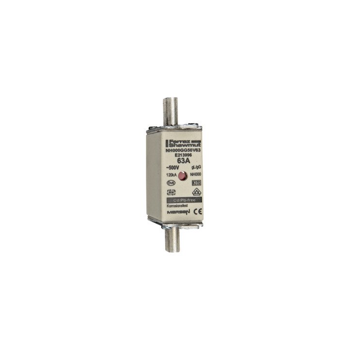NH fuse-link gG, 500VAC, size 000, 63A double indicator/live tags