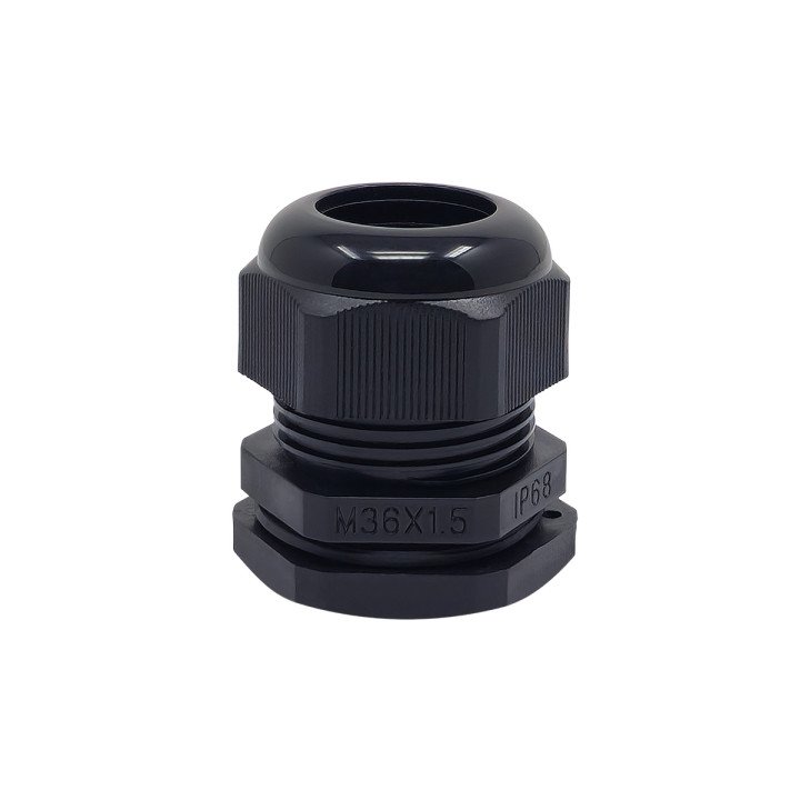 M36 melns plastmasas kabeļu ievads IP68 18-25mm