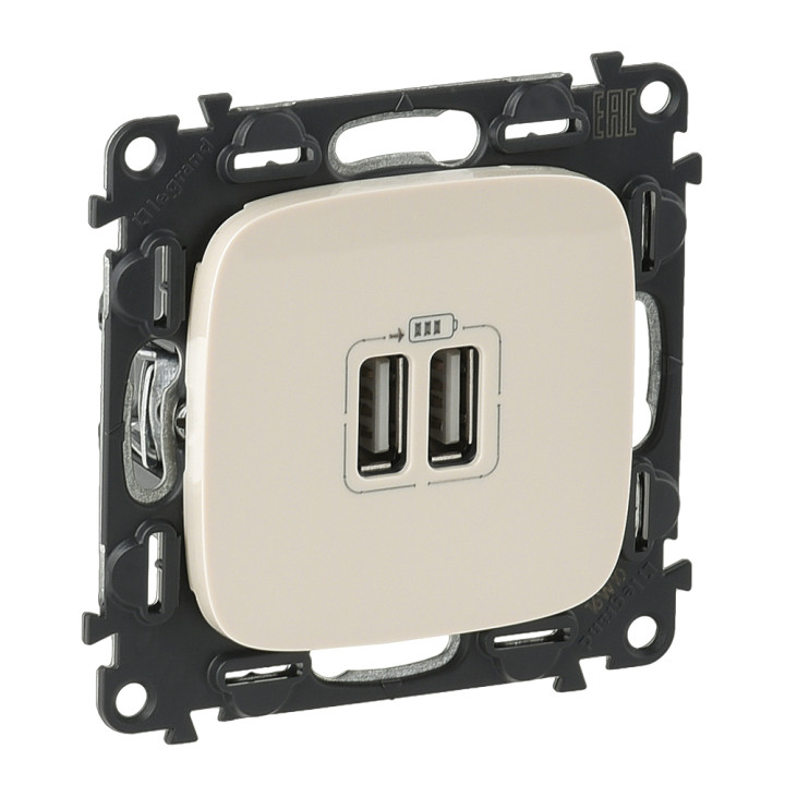 Розетка Valena Allure USB 2.4A - бежевый