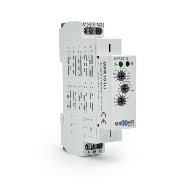 MFR101U laika relejs 1CO 16A 12-230V AC/DC