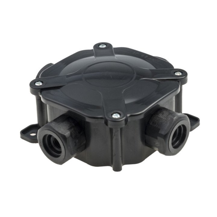 Коробка надштукатурная IP67 черная 75x75x33mm с клеммами
