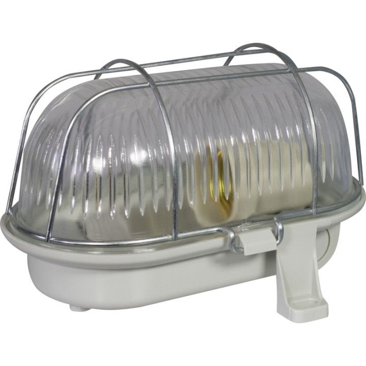 Lamp housing with metal netoval 60W, IP 44 gray