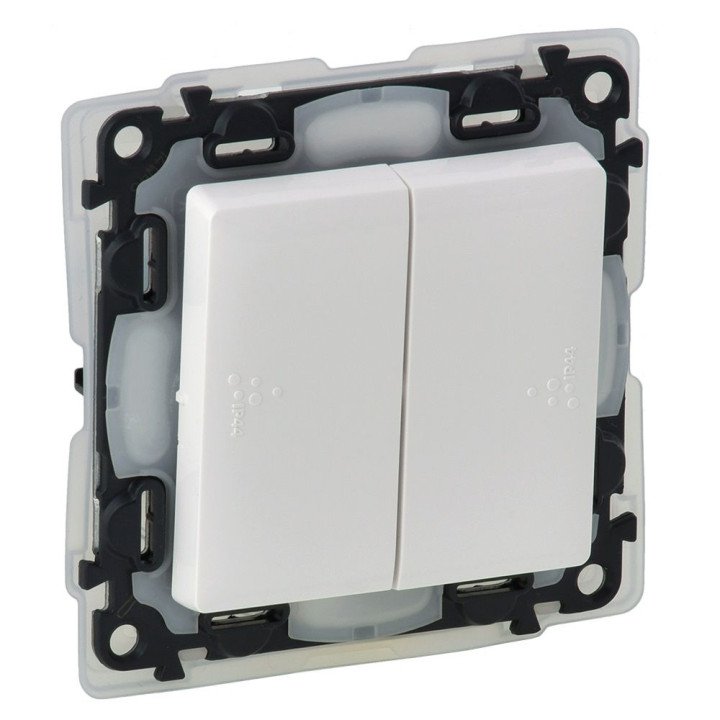 Valena Life slēdzis dubultais IP44 250V balts