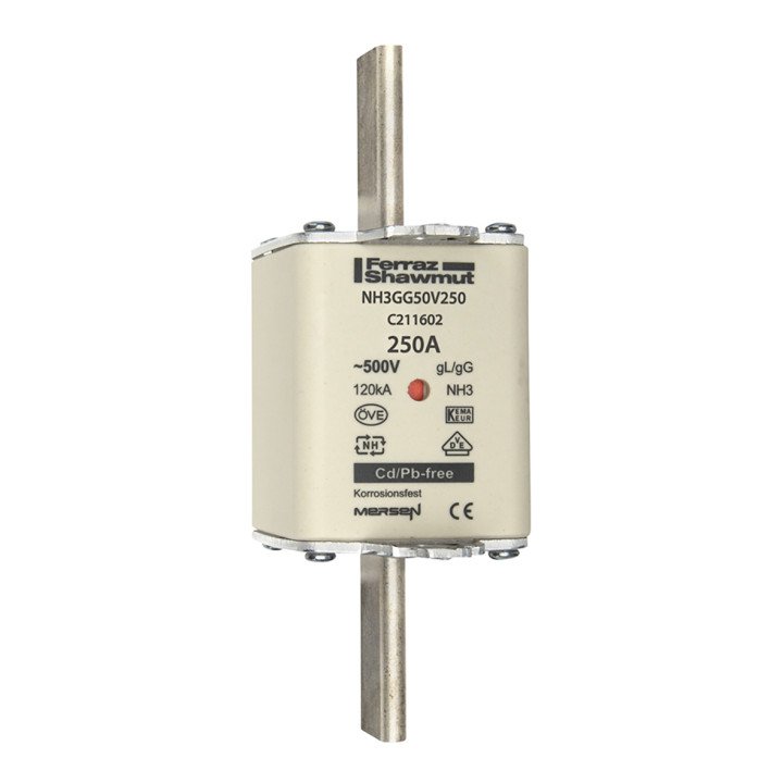 NH fuse-link gG, 500VAC, size 3, 250A double indicator/live tags