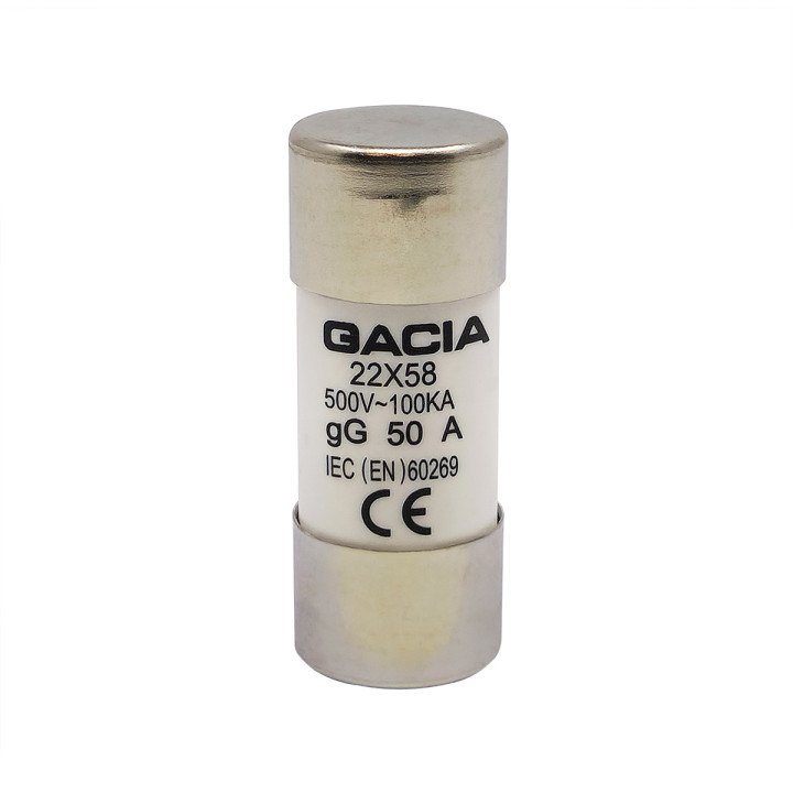 22x58 gG 50A cilindriskais drošinātājs 500VAC