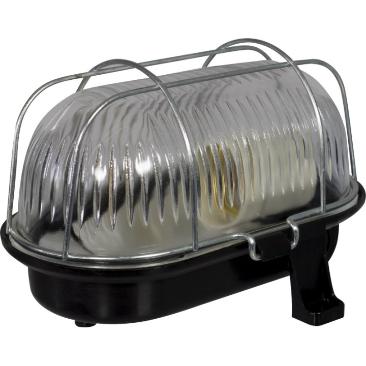 Lamp housing with metal netoval60W, IP 44 black