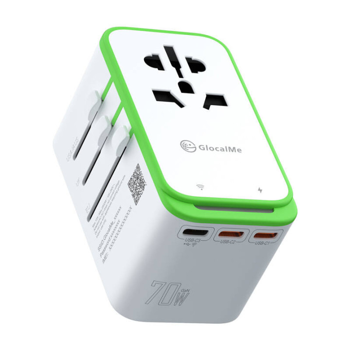 Портативный роутер GlocalMe Roamplug White, 4G/LTE Wi-Fi Hotspot с адаптером для путешествий