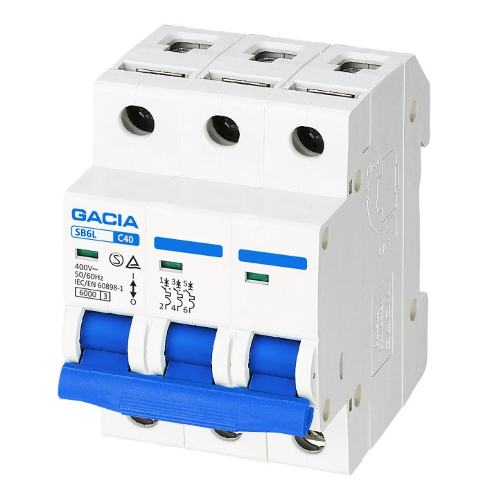 GACIA SB6L 3P C40 6kA automātiskais slēdzis