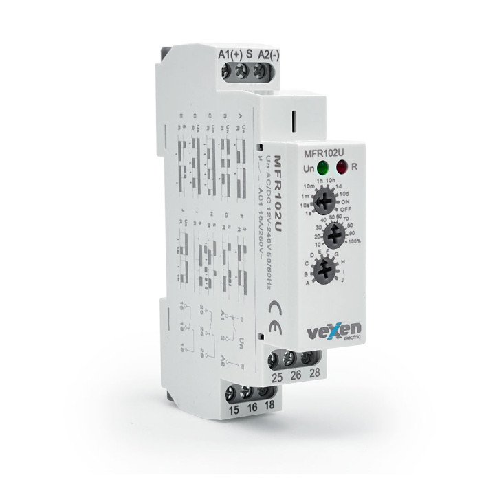 MFR102U laika relejs 2CO 16A 12-230V AC/DC