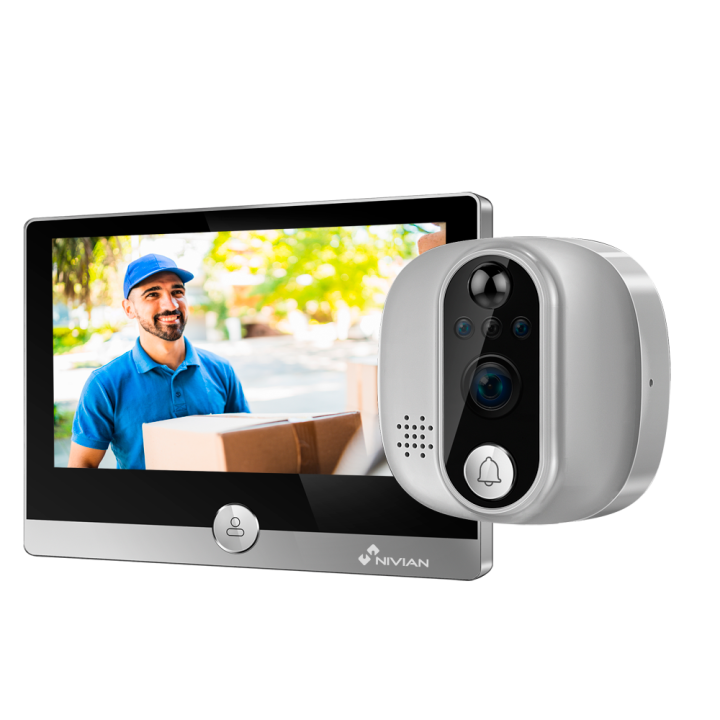 NIVIAN RETAIL NVS-IPC-DOORVIEW1 2MP PTZ IP kamera ar PoE, Wi-Fi, IP66, divu veidu apgaismojumu, microSD