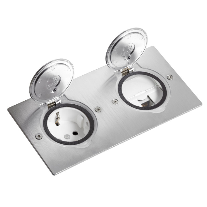 Legrand grīdas taisnstūra dubultā lūka 4 moduļi inox