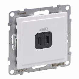 SUNO balta USB rozete Type C+C