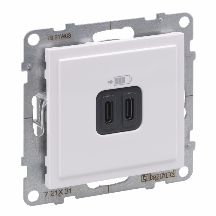 SUNO balta USB rozete Type C+C