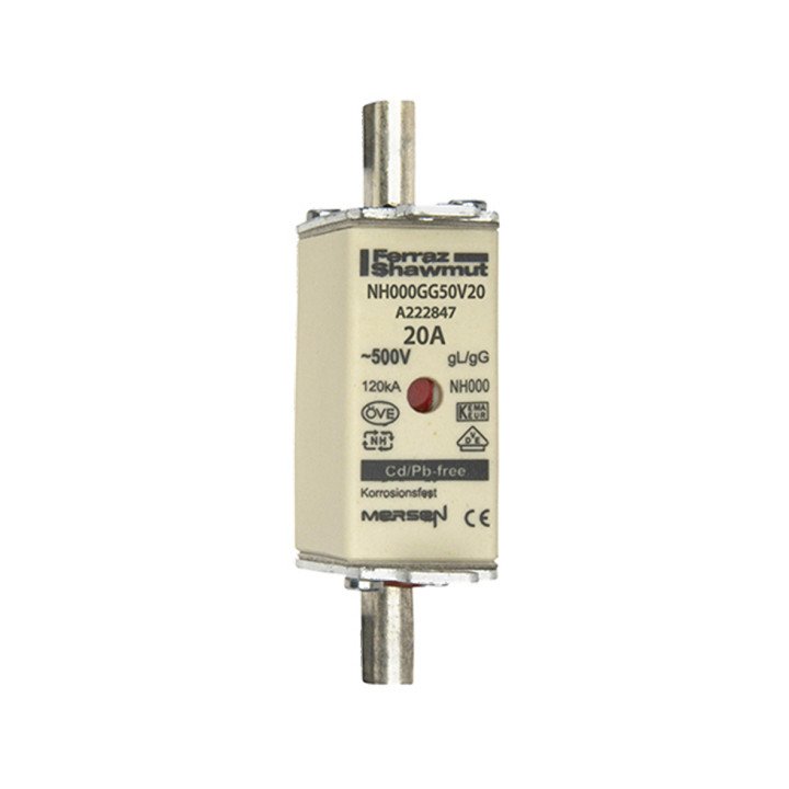 Mersen drošinātājs NH gG 500V 20A izmērs 000