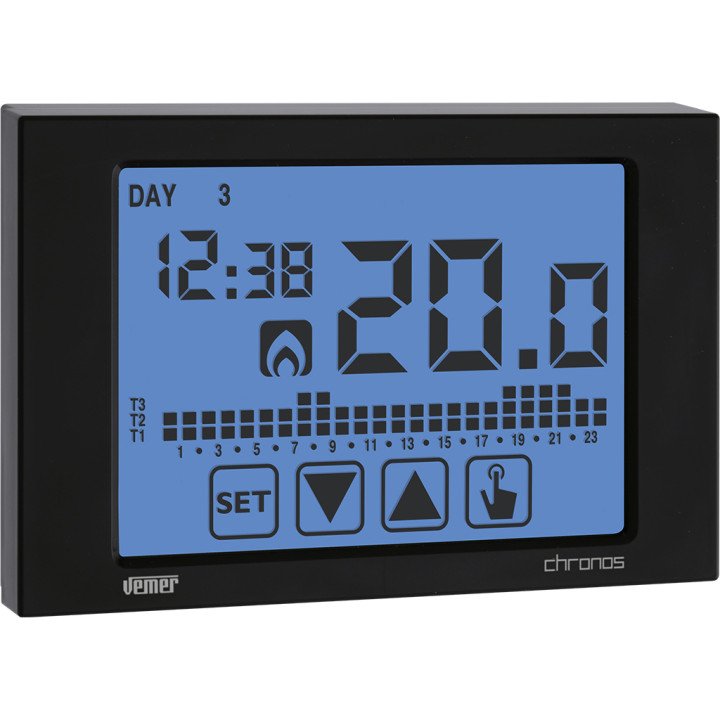Chronos melns 230V programmējamais termostats