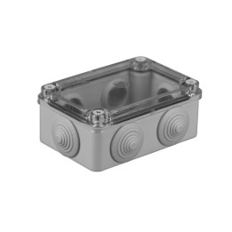 S-BOX nozarkārba IP65 120x80x50mm caurspīdīgs vāks, pelēka