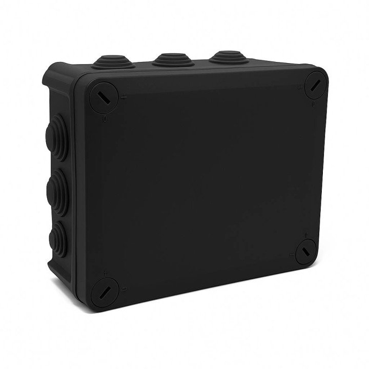 Nozarkarba melnā IP66 150x115x65mm ar ievadiem